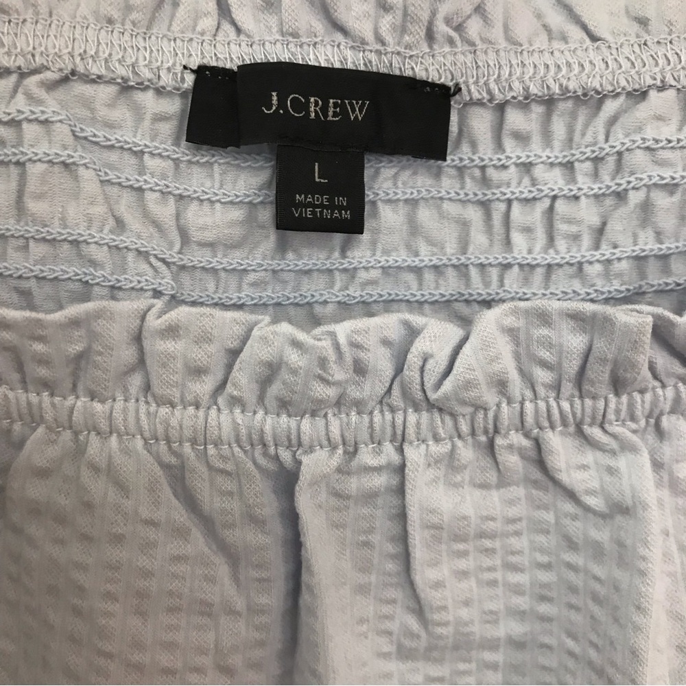 J.Crew Baby Blue Seersucker Smocked Top - Picture 5 of 7